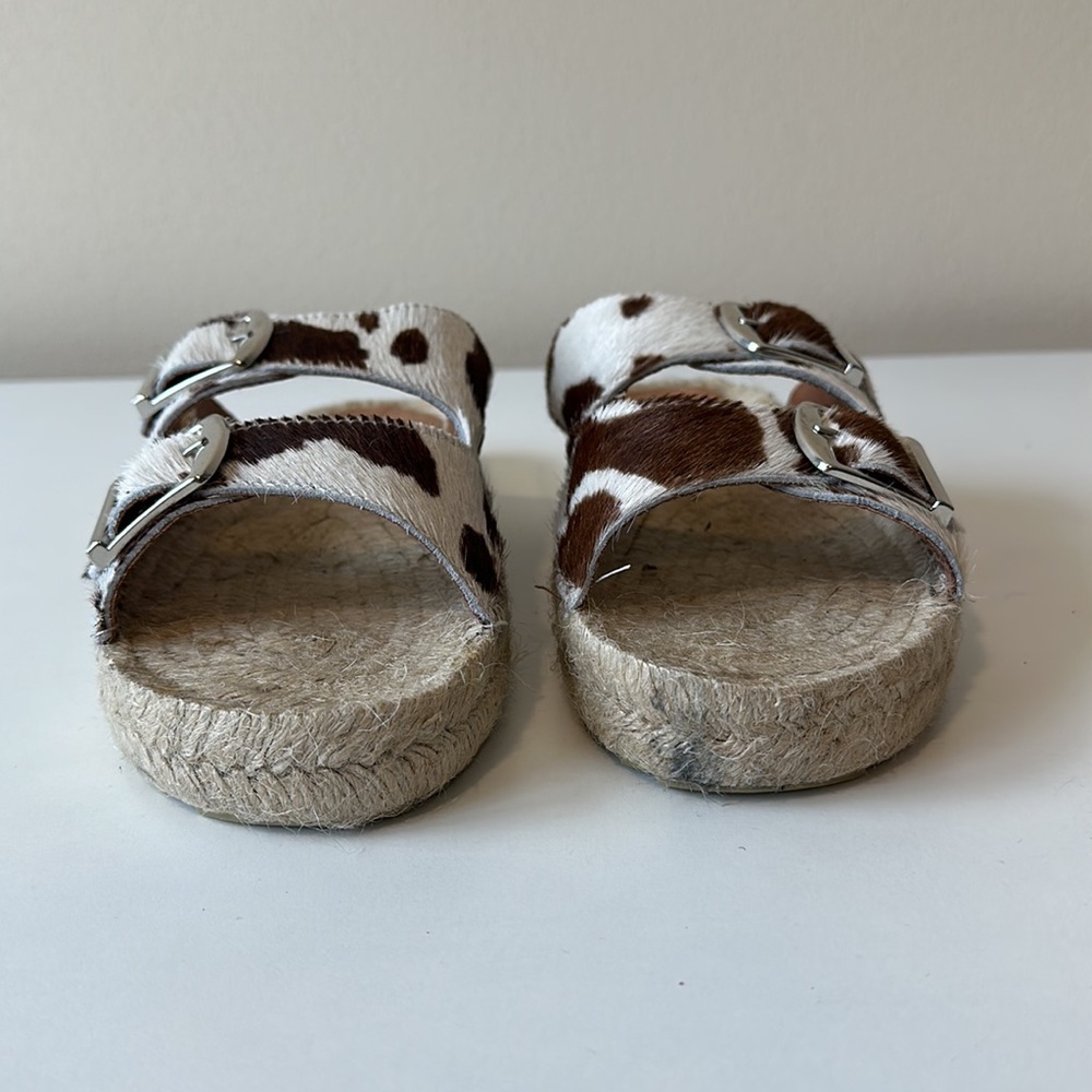 Anthropologie Double Buckle Cow Print Espadrille Sandals Size 39 - Picture 6 of 12